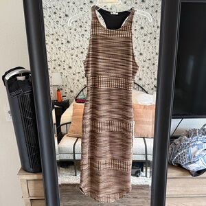 Ecote Brown Patterned Midi Dress Sz Small